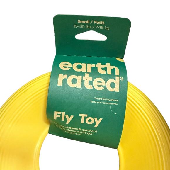 Earth Rated Small Fly Disc Dog Toy Yellow Tough Chew Frisbee Floating Fetch Toss - Picture 4 of 6